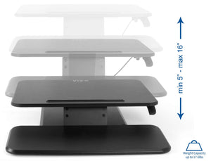 Vivo 25" Wide Compact Adjustable Height Sit Stand Desk Converter- Black-Standing Desk Converters-Vivo-Black-Ergo Standing Desks