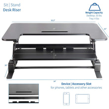 Load image into Gallery viewer, Vivo 35" Wide Adjustable Height Sit Stand Desk Converter- Black-Standing Desk Converters-Vivo-Ergo Standing Desks