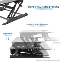 Load image into Gallery viewer, Vivo 35" Wide Adjustable Height Sit Stand Desk Converter- Black-Standing Desk Converters-Vivo-Ergo Standing Desks