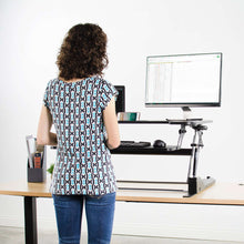Load image into Gallery viewer, Vivo 35" Wide Adjustable Height Sit Stand Desk Converter- Black-Standing Desk Converters-Vivo-Ergo Standing Desks