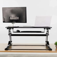Load image into Gallery viewer, Vivo 35" Wide Adjustable Height Sit Stand Desk Converter- Black-Standing Desk Converters-Vivo-Ergo Standing Desks
