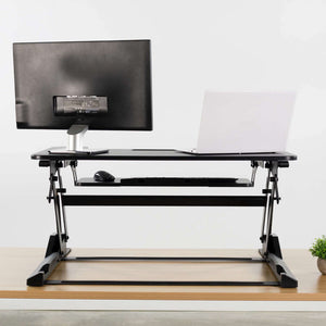 Vivo 35" Wide Adjustable Height Sit Stand Desk Converter- Black-Standing Desk Converters-Vivo-Black-Ergo Standing Desks