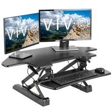 Load image into Gallery viewer, Vivo 40&quot; Wide Adjustable Height Corner Standing Desk Converter- Black-Corner Standing Desk-Vivo-Black-Ergo Standing Desks