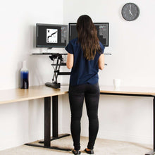 Load image into Gallery viewer, Vivo 40" Wide Adjustable Height Corner Standing Desk Converter- Black-Corner Standing Desk-Vivo-Ergo Standing Desks