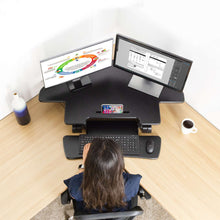 Load image into Gallery viewer, Vivo 40" Wide Adjustable Height Corner Standing Desk Converter- Black-Corner Standing Desk-Vivo-Ergo Standing Desks