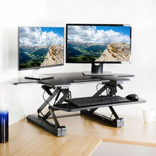 Load image into Gallery viewer, Vivo 40" Wide Adjustable Height Corner Standing Desk Converter- Black-Corner Standing Desk-Vivo-Ergo Standing Desks