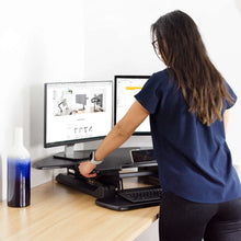 Load image into Gallery viewer, Vivo 40" Wide Adjustable Height Corner Standing Desk Converter- Black-Corner Standing Desk-Vivo-Ergo Standing Desks