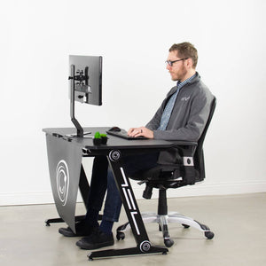 Vivo 47" Wide Z-Shaped Black Gaming Desk-Gaming Desks-Vivo-Black-Ergo Standing Desks