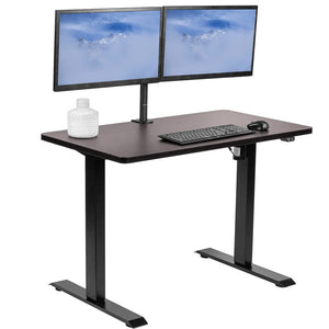 Vivo 43" Wide Standard Electric Adjustable Sit Stand Desk- Black Frame-Electric Standing Desks-Vivo-Espresso Top-Ergo Standing Desks