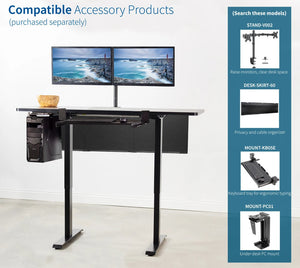 Vivo 60" Wide Standard Electric Adjustable Standing Desk- Black Frame-Electric Standing Desks-Vivo-Ergo Standing Desks