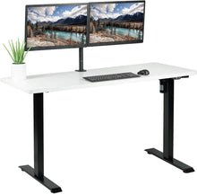 Load image into Gallery viewer, Vivo 60&quot; Wide Standard Electric Adjustable Standing Desk- Black Frame-Electric Standing Desks-Vivo-White Top-Ergo Standing Desks