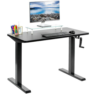 Vivo 43" Wide Crank Adjustable Height Sit Stand Desk-Crank Adjustable Desks-Vivo-Black-Black-Ergo Standing Desks