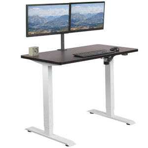 Vivo 43" Wide Standard Electric Adjustable Sit Stand Desk- White Frame-Electric Standing Desks-Vivo-Espresso Top-Ergo Standing Desks