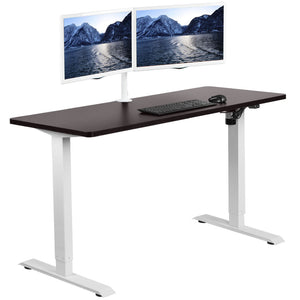 Vivo 60" Wide Standard Electric Adjustable Standing Desk- White Frame-Electric Standing Desks-Vivo-Espresso Top-Ergo Standing Desks