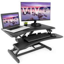 Load image into Gallery viewer, Vivo 33" Wide Adjustable Height Sit Stand Desk Riser- Black-Standing Desk Converters-Vivo-Ergo Standing Desks
