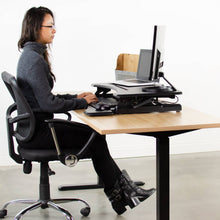 Load image into Gallery viewer, Vivo 33" Wide Adjustable Height Sit Stand Desk Riser- Black-Standing Desk Converters-Vivo-Ergo Standing Desks