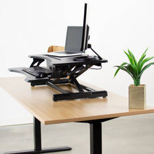 Load image into Gallery viewer, Vivo 33" Wide Adjustable Height Sit Stand Desk Riser- Black-Standing Desk Converters-Vivo-Ergo Standing Desks