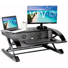 Load image into Gallery viewer, Vivo 36" Wide Adjustable Height Standing Desk Converter- Black-Standing Desk Converters-Vivo-Ergo Standing Desks