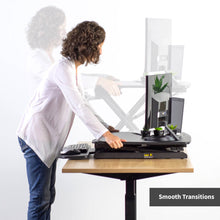 Load image into Gallery viewer, Vivo 32" Wide Adjustable Height Sit Stand Desk Riser- Black-Standing Desk Converters-Vivo-Ergo Standing Desks