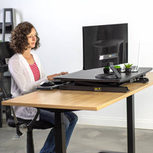 Load image into Gallery viewer, Vivo 32" Wide Adjustable Height Sit Stand Desk Riser- Black-Standing Desk Converters-Vivo-Ergo Standing Desks