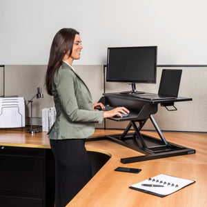 Luxor Level Up Pro 32" Wide Two Shelf Adjustable Standing Desk Converter-Standing Desk Converters-Luxor-Black-Ergo Standing Desks