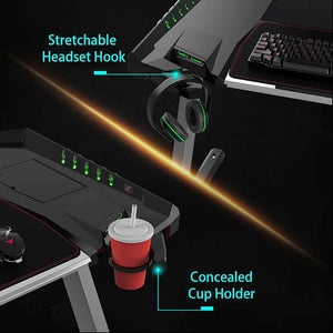 Eureka Ergonomic Z2 PC Gaming Desk with RGB LED Lights-Gaming Desks-Eureka Ergonomic-Black-Ergo Standing Desks