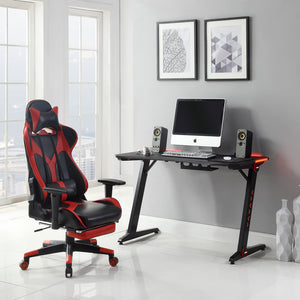 Lorell High Back Gaming Chair with Foldable Footrest-Gaming Chairs-Lorell-Red-Ergo Standing Desks