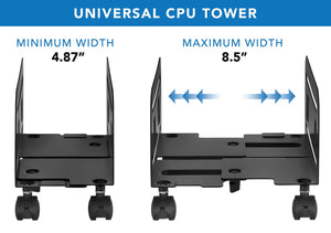 Mount-It Mobile CPU Stand With Four Caster Wheels-CPU Holders-Mount-It-Black-Ergo Standing Desks