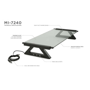 Mount-It Tempered Glasss Monitor Stand/Riser with USB Ports-Monitor Stand-Mount-It-Clear-Ergo Standing Desks