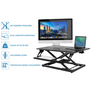 Mount-It 31.5" Wide Height Adjustable Standing Desk Converter- Black-Standing Desk Converters-Mount-It-Black-Ergo Standing Desks
