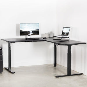 Vivo 67" x 60" Corner L-Shaped Standing Desk- Black-L-Shaped Standing Desk-Vivo-Ergo Standing Desks