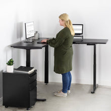 Load image into Gallery viewer, Vivo 67&quot; x 60&quot; Corner L-Shaped Standing Desk- Black-L-Shaped Standing Desk-Vivo-Ergo Standing Desks