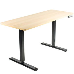 Vivo 60" Wide Electric Adjustable Standing Desk with Memory Presets- Black Frame-Electric Standing Desks-Vivo-Light Wood Top-Ergo Standing Desks