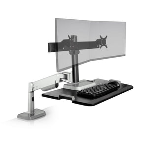 Innovative Winston Lift Edge Mount Two Monitor Adjustable Standing Desk Converter-Standing Desk Converters-Innovative-Silver-Ergo Standing Desks