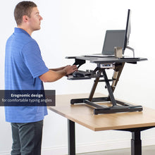 Load image into Gallery viewer, Vivo 31" Wide Electric Adjustable Height Sit Stand Desk Converter- Black-Electric Standing Desks-Vivo-Ergo Standing Desks