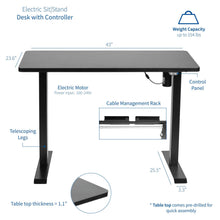 Load image into Gallery viewer, Vivo 43" Wide Standard Electric Adjustable Sit Stand Desk- Black Frame-Electric Standing Desks-Vivo-Ergo Standing Desks