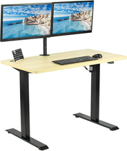 Load image into Gallery viewer, Vivo 43" Wide Standard Electric Adjustable Sit Stand Desk- Black Frame-Electric Standing Desks-Vivo-Light Wood Top-Ergo Standing Desks