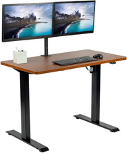 Load image into Gallery viewer, Vivo 43&quot; Wide Standard Electric Adjustable Sit Stand Desk- Black Frame-Electric Standing Desks-Vivo-Dark Walnut Top-Ergo Standing Desks