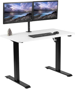 Vivo 43" Wide Standard Electric Adjustable Sit Stand Desk- Black Frame-Electric Standing Desks-Vivo-White Top-Ergo Standing Desks
