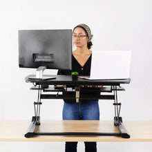 Load image into Gallery viewer, Vivo 36&quot; Wide Electric Adjustable Height Stand Up Desk Converter- Black-Electric Standing Desks-Vivo-Black-Ergo Standing Desks
