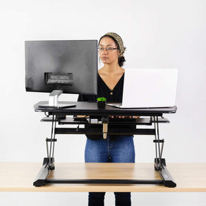 Vivo 36" Wide Electric Adjustable Height Stand Up Desk Converter- Black-Electric Standing Desks-Vivo-Black-Ergo Standing Desks