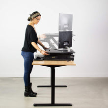 Load image into Gallery viewer, Vivo 36&quot; Wide Electric Adjustable Height Stand Up Desk Converter- Black-Electric Standing Desks-Vivo-Black-Ergo Standing Desks