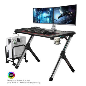 Eureka Ergonomic R1-S Gaming Computer Desk with RGB LED Lights and Gear Holders-Gaming Desks-Eureka Ergonomic-Black-Ergo Standing Desks