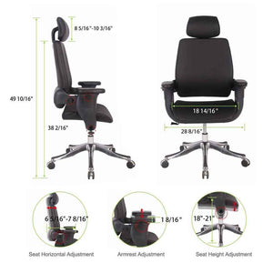 Eureka Ergonomic High-Back Executive Desk Leather Swing Chair with Armrests- Black-Ergonomic Chairs-Eureka Ergonomic-Black-Ergo Standing Desks