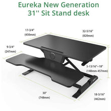 Load image into Gallery viewer, Eureka Ergonomic 31&quot; Wide Height Adjustable Standing Desktop Converter- Black-Standing Desk Converters-Eureka Ergonomic-Black-Ergo Standing Desks