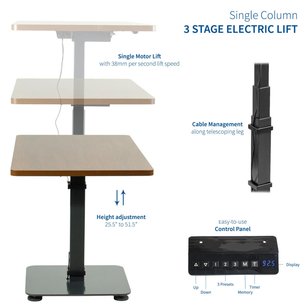 Vivo 43 Wide One Column Electric Adjustable Height Standing Desk – Ergo  Standing Desks