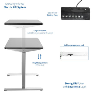 Vivo 43" Wide Electric Adjustable Sit Stand Desk with Memory Presets- White Frame-Electric Standing Desks-Vivo-Ergo Standing Desks