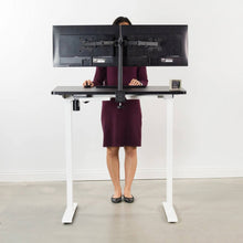 Load image into Gallery viewer, Vivo 43" Wide Standard Electric Adjustable Sit Stand Desk- White Frame-Electric Standing Desks-Vivo-Ergo Standing Desks