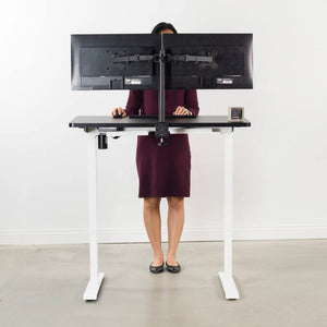 Vivo 43" Wide Standard Electric Adjustable Sit Stand Desk- White Frame-Electric Standing Desks-Vivo-Ergo Standing Desks