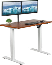 Load image into Gallery viewer, Vivo 43" Wide Standard Electric Adjustable Sit Stand Desk- White Frame-Electric Standing Desks-Vivo-Dark Walnut Top-Ergo Standing Desks